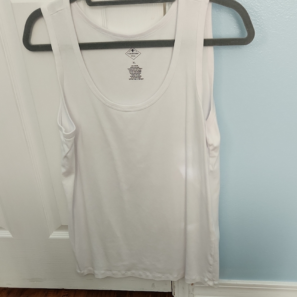 St. John's Bay White Tank Top Classic Scoop Neck